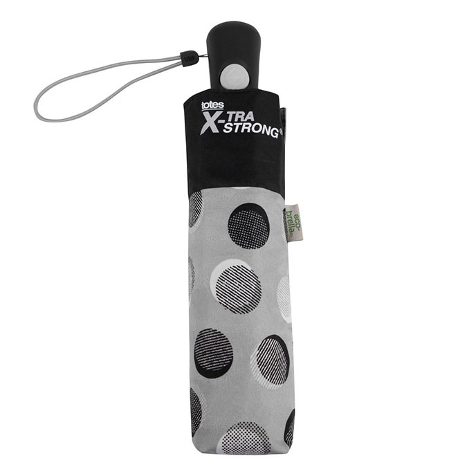 totes® X-TRA STRONG® Auto Open/Close Textured Dots Print Umbrella (3 Section) Extra Image 3